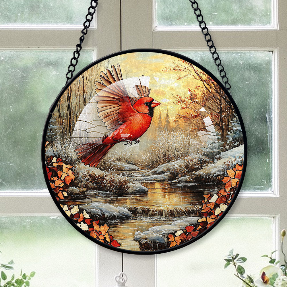 Cardinal Suncatchers, Red Cardinal Stained Glass Window Hangings, Red ...
