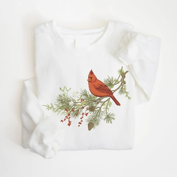Cardinal Sweatshirt, Red Bird Crewneck, Cozy Bird Lover Gift, Nature Aesthetic Holiday Top