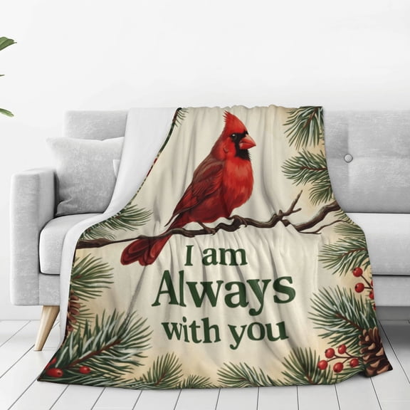 Cardinal Throw Blanket, Winter Wildlife Art Print, Soft Cozy Fleece, Perfect Christmas Gift, Sofa Bed Decor 50x40