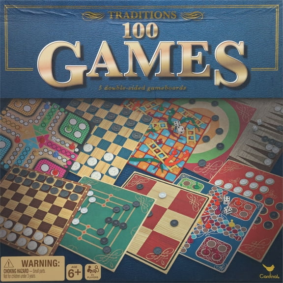 Cardinal Traditions 100 Games - 5 Double-Sided Game Boards, Ages 6 and up