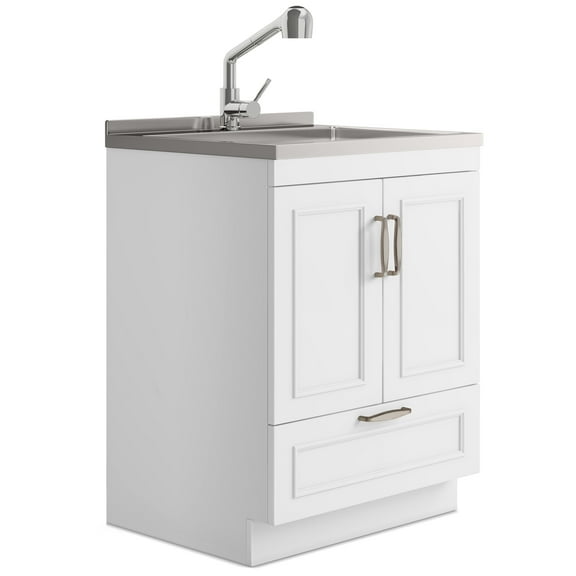Simpli Home Cardinal All-in-One 28-inch Utility Sink & Cabinet