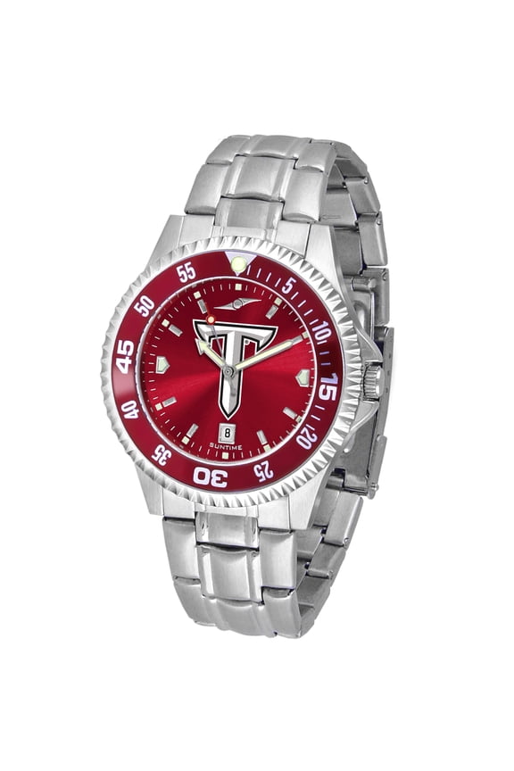 Cardinal Troy University Trojans Competitor Steel AnoChrome Color Bezel Watch