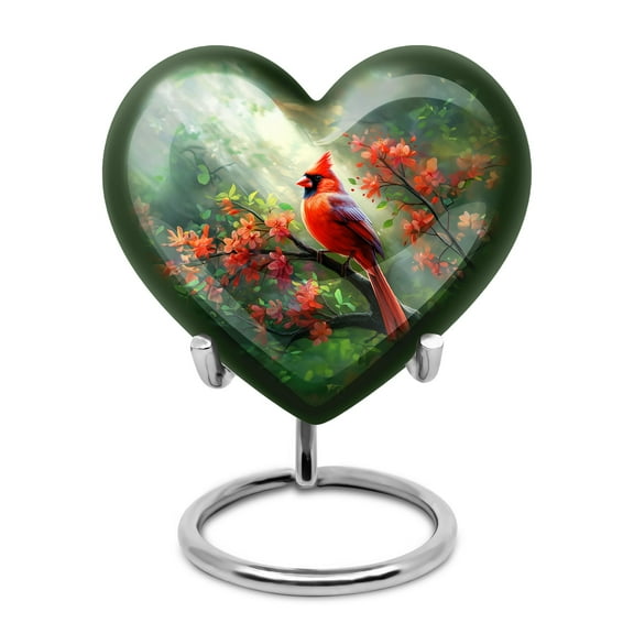 Cardinal Urn - Heart Shaped Urn - Burial Urns For Adult Human Ashes - Funeral Urns For Human Ashes Adult - Urns For Human Ashes For Mother - Urns For Human Ashes Adult Male - 3inch, Set Of 1