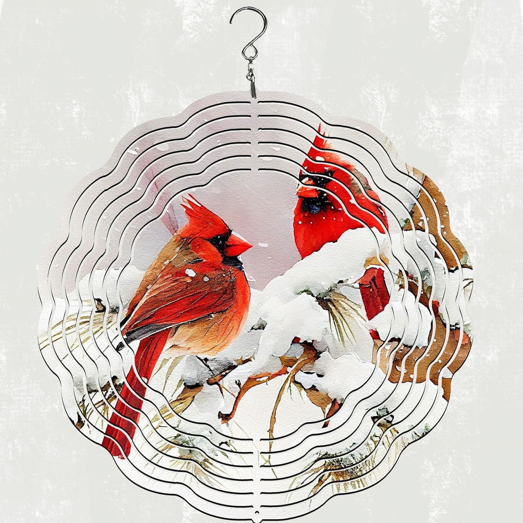 10" Red Cardinal Steel Wind Spinner for Outdoor Decor