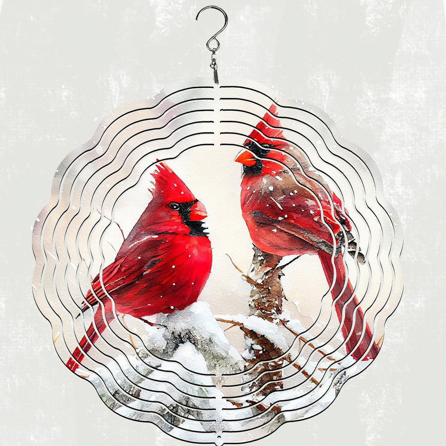 10" Red Cardinal Steel Wind Spinner for Outdoor Decor