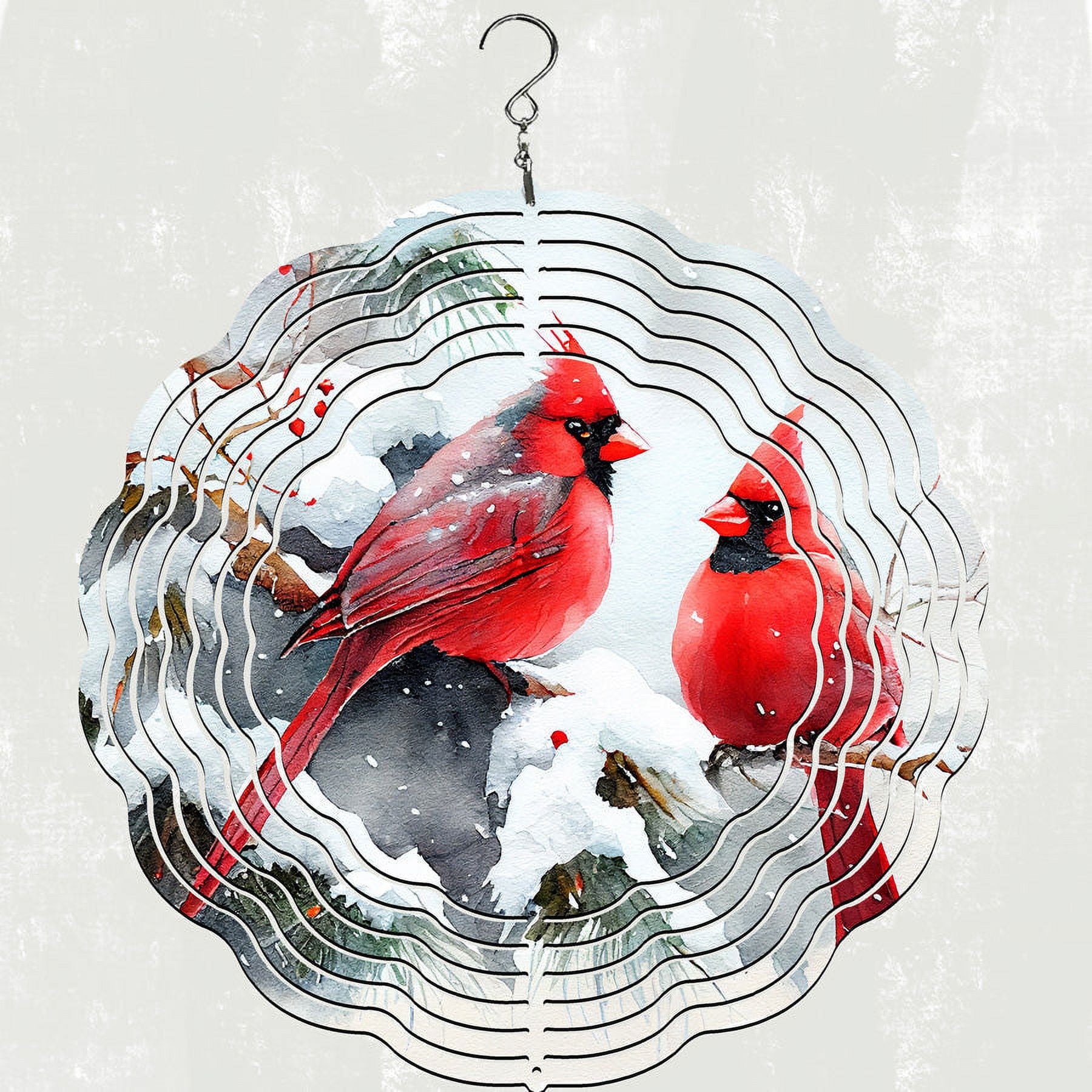 10" Red Cardinal Steel Wind Spinner for Outdoor Decor