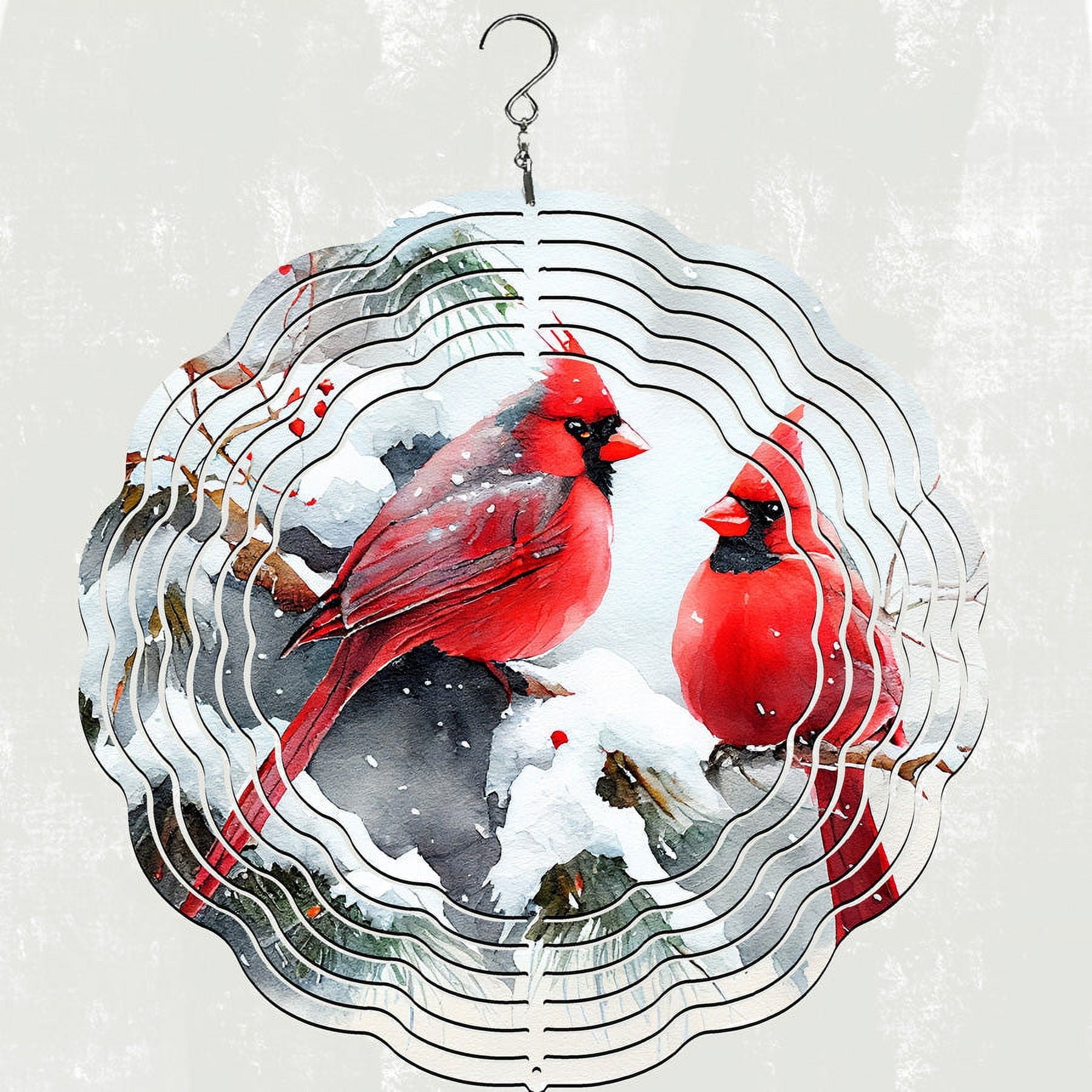 10" Red Cardinal Steel Wind Spinner for Outdoor Decor