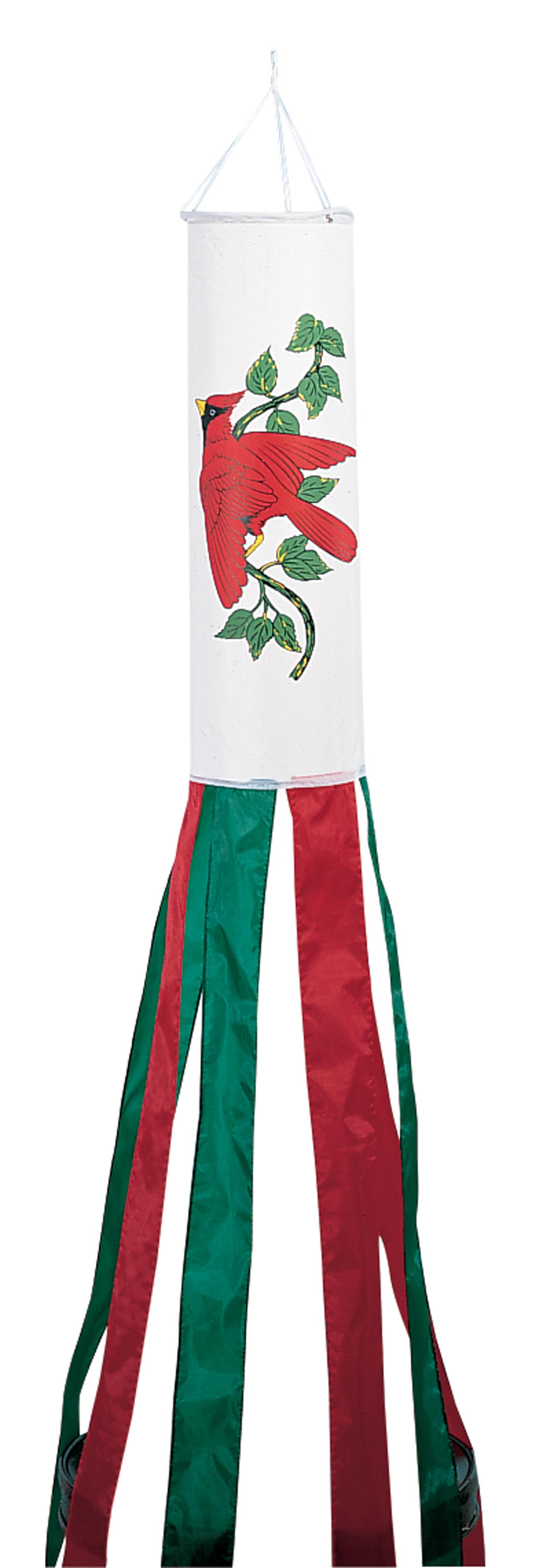 Weather-Resistant Red and Green Nylon Cardinal Windsock