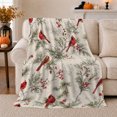 thumbnail image 1 of Cardinal Winter Pine Branch Wildlife Art, Festive Holiday Scene, Warm Flannel Blanket for Cabin and Lodge with Detailed Artwork, Art Lovers Christmas Gift, Festive Home Decor, 1 of 9