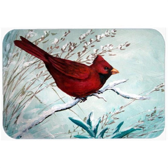 Cardinal Winter Red Bird Glass Cutting Board, Large