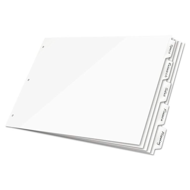 Write 'n Erase Tabloid Index Dividers, 5-Tab, 11 x 17, White, 1 Set Write 'n Erase Tabloid Index Dividers, 5-Tab, 11 x 17, White, 1 Set