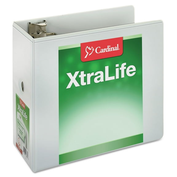 Cardinal XtraLife ClearVue Non-Stick Locking Slant-D Binder 6" Cap 11 x 8 1/2 White 26360