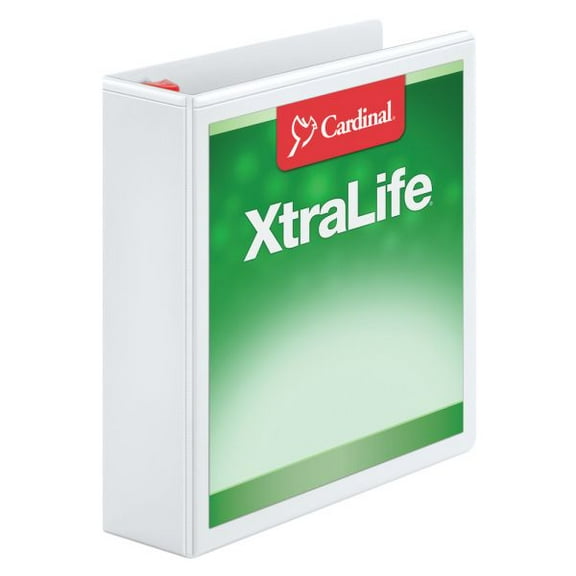 Cardinal XtraLife ClearVue Non-Stick Locking Slant-D Ring Binder, 3 Rings, 2" Capacity, 11 x 8.5, White, Each