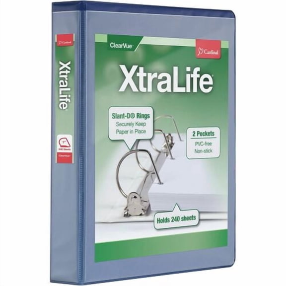 Cardinal® Xtralife ClearVue Locking Slant-D Binder, 1 1/2" Binder Capacity, Letter, 8 1/2" x 11" Sheet Size, 375 Sheet Capacity, 1 3/5" Spine Width (26312) | 2-Pack (2 Total)