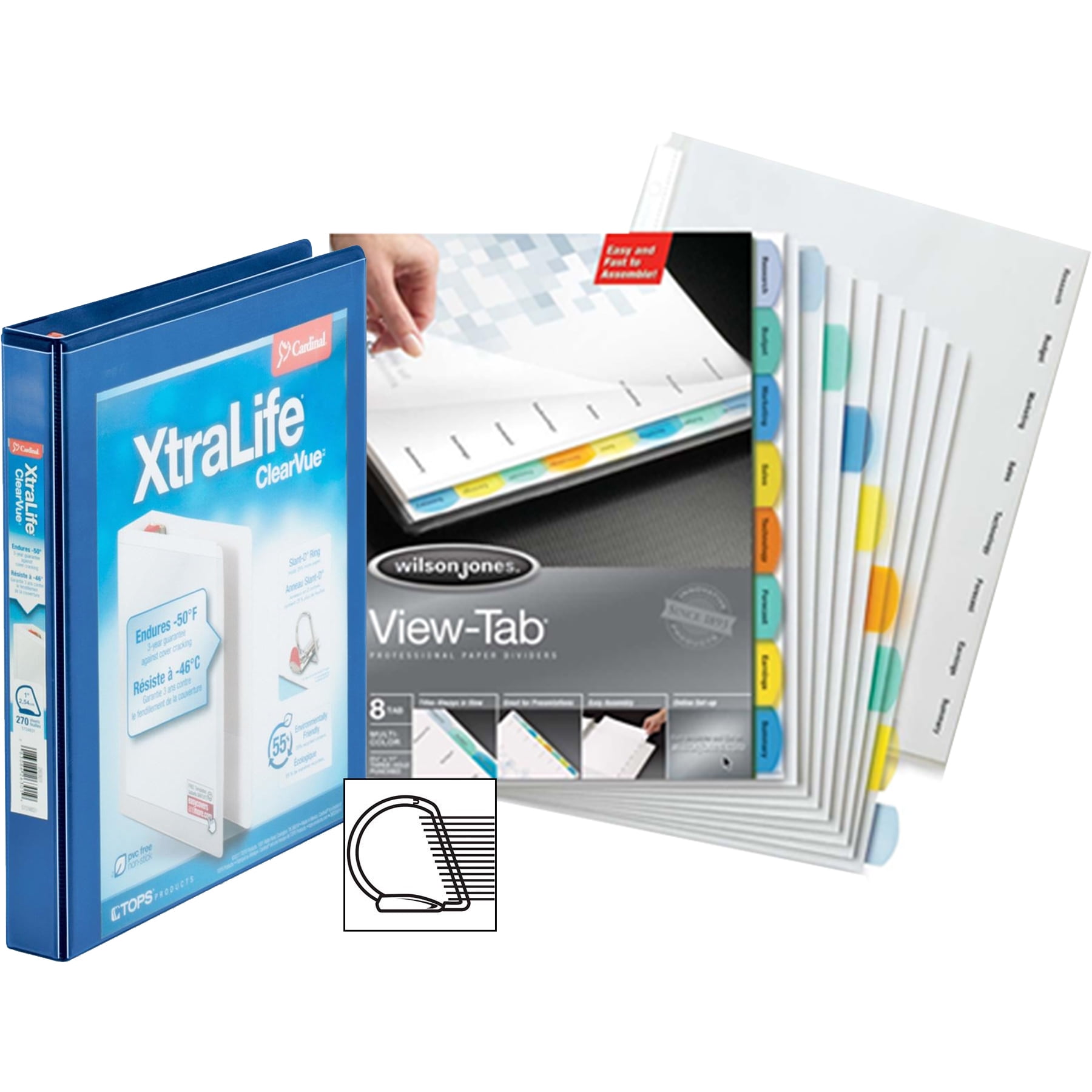 Cardinal Xtralife ClearVue Locking SlantD Binders with Acco/Wilson