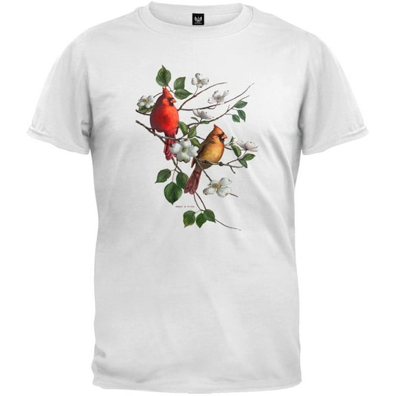 Cardinal in Dogwood White T-Shirt - X-Large