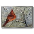 thumbnail image 1 of Cardinal in Snow II - Framed Gallery Wrapped Holiday Canvas - 25 x 37 - Silver Frame, 1 of 8
