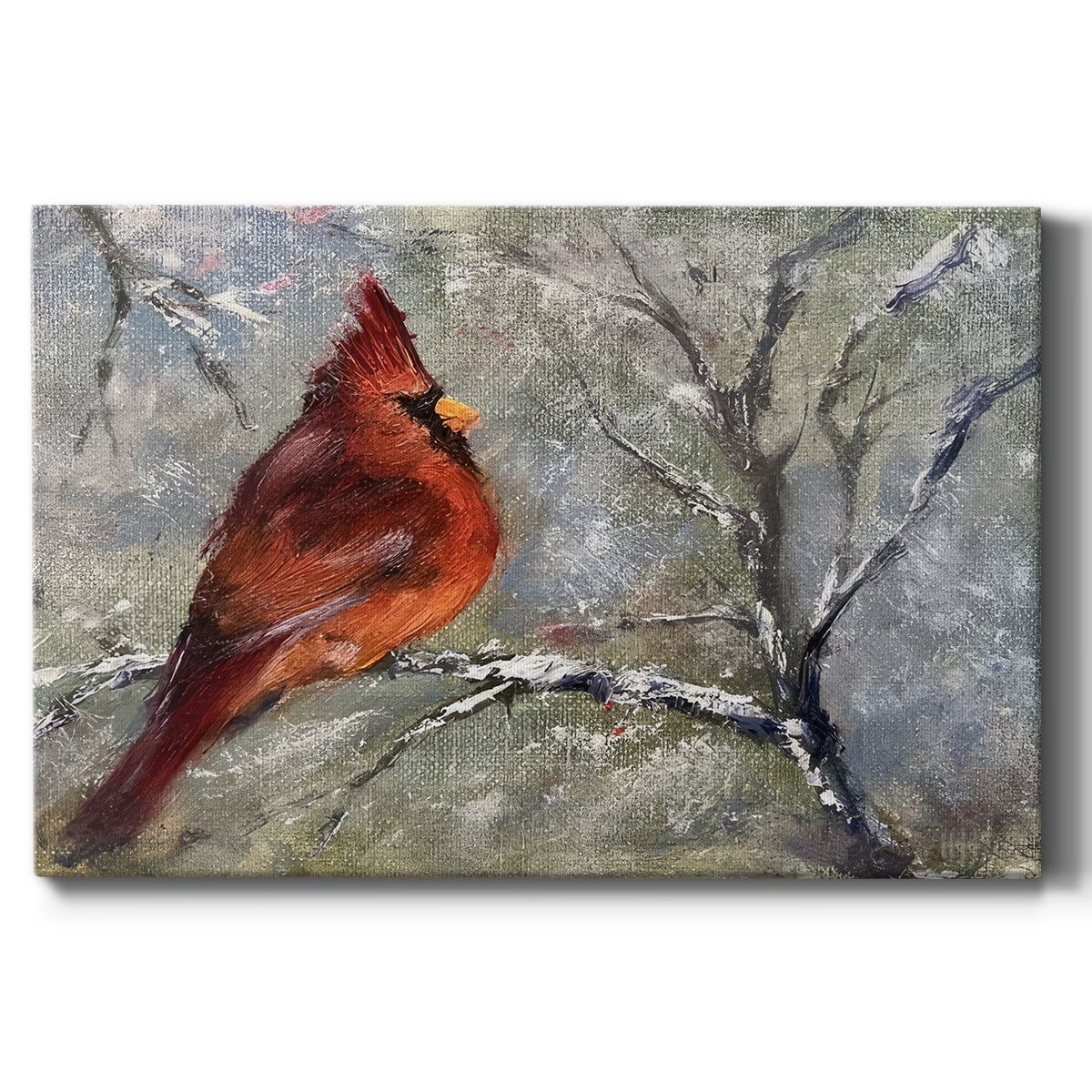 Cardinal in Snow II- Gallery Wrapped Canvas
