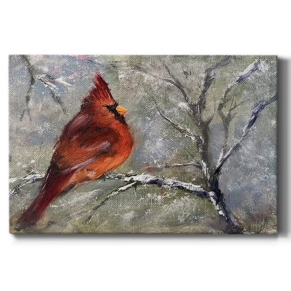 Cardinal in Snow II- Gallery Wrapped Canvas