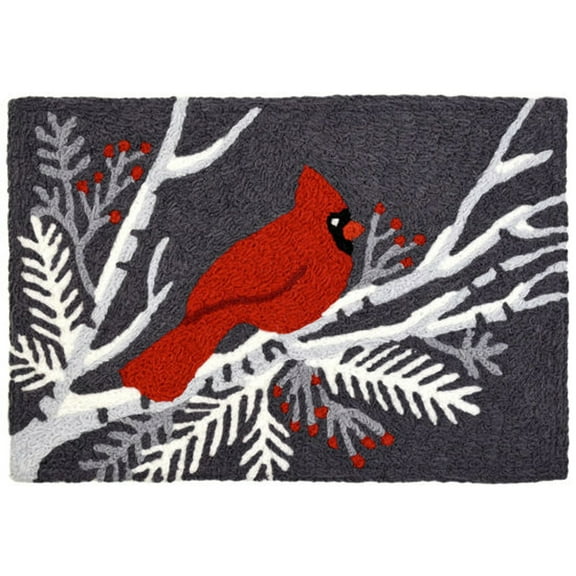 Jellybean 20 in. W X 30 in. L Multicolored Cardinal Bird on Gray Polyester Accent Rug