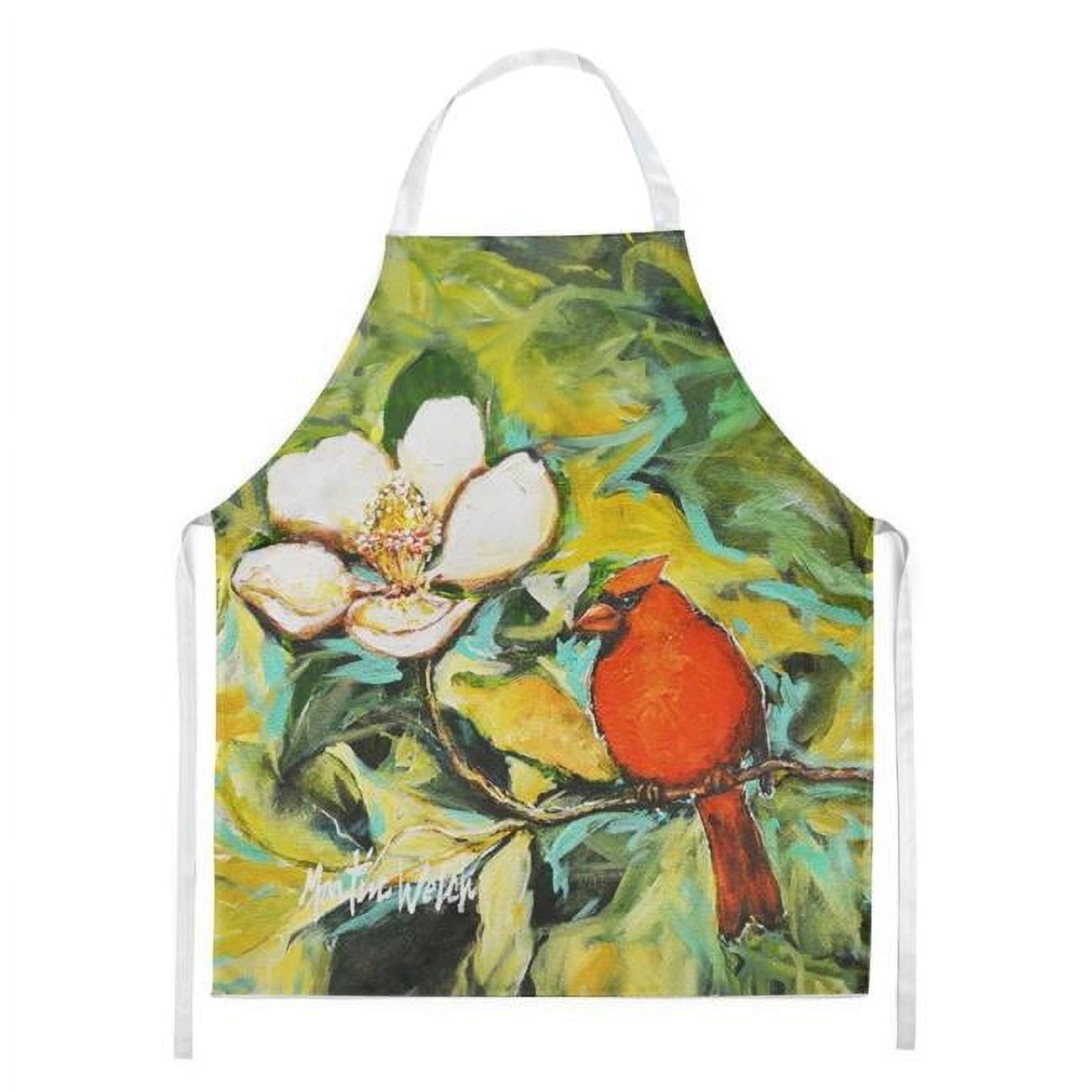 Cardinal with Magnolia Apron 27 in x 30 in