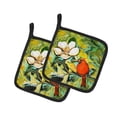 thumbnail image 1 of Cardinal with Magnolia Pair of Pot Holders 7.5 in x 7.5 in, 1 of 5