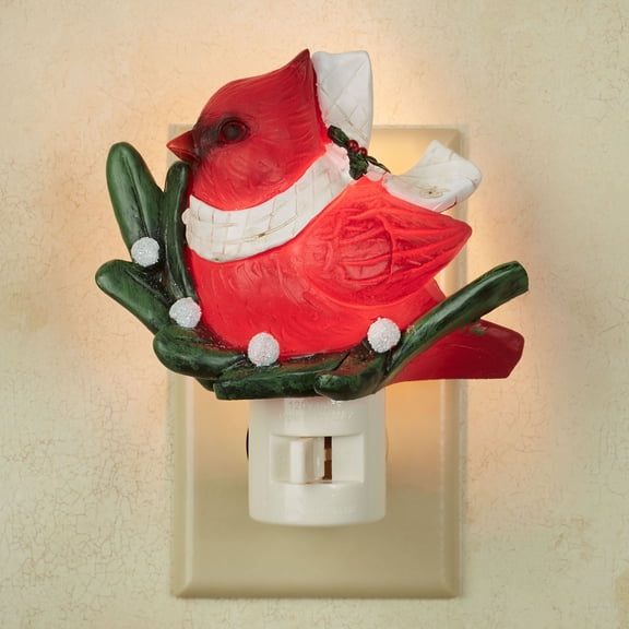 Cardinal with Mistletoe Nightlight Red 4 x 2.5 x 4.5