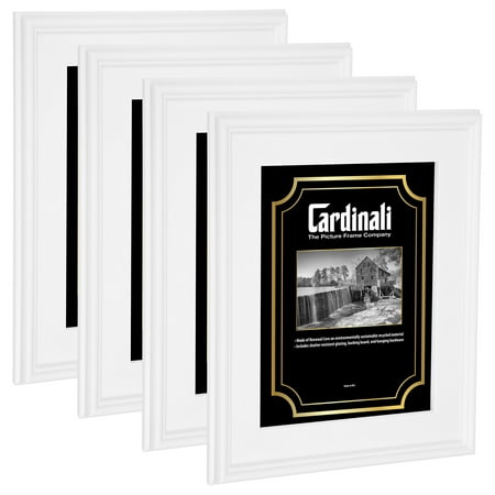 Cardinali Plein Air, White 9x12" - Set of 4 - Picture Frame with Acrylic Glazing & Cardboard Backing, for Photography or Canvas Frame, 3 Wide Moulding, 1/2 Rabbet Depth, D-Ring Hangers Included