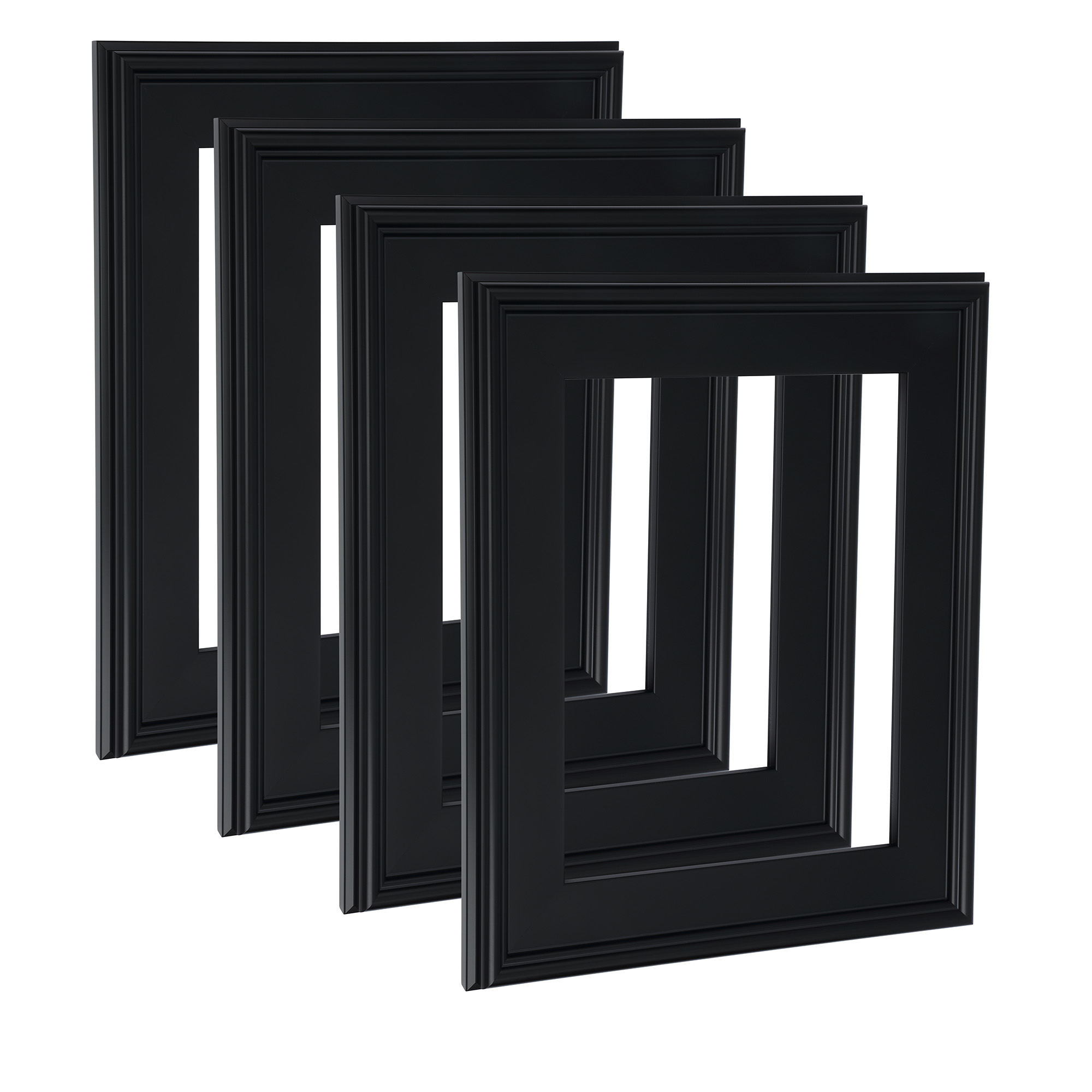 Cardinali Plein Aire Black 10x30" Open Back Frames for Canvas Art- Box of 4, 3" Wide Moulding w/ Raised Edge - No Glass or Backing - 1/2" Rabbet Depth- Timeless Picture Frame for Canvas - Made in USA