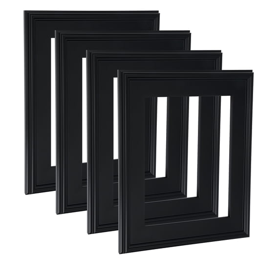 Cardinali Plein Aire Black 10x30" Open Back Frames for Canvas Art- Box of 4, 3" Wide Moulding w/ Raised Edge - No Glass or Backing - 1/2" Rabbet Depth- Timeless Picture Frame for Canvas - Made in USA