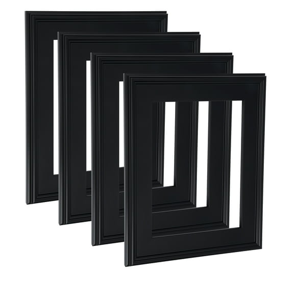 Cardinali Plein Aire Black 8x10" Open Back Frames for Canvas Art - Box of 4, 3" Wide Moulding w/ Raised Edge - No Glass or Backing - 1/2" Rabbet Depth- Timeless Picture Frame for Canvas - Made in USA