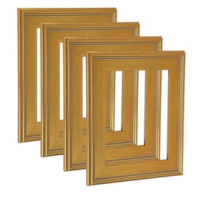 Cardinali Plein Aire Gold 10x20" Open Back Frames for Canvas Art - Box of 4, 3" Wide Moulding w/ Raised Edge -1/2" Rabbet Depth- Timeless Picture Frame for Canvas - Made in USA, No Glass or Backing