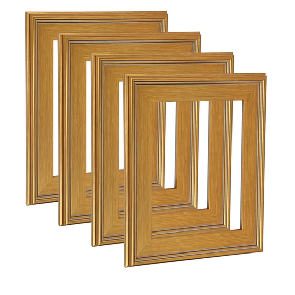 Cardinali Plein Aire Gold 8x16" Open Back Frames for Canvas Art - Box of 4, 3" Wide Moulding w/ Raised Edge -1/2" Rabbet Depth- Timeless Picture Frame for Canvas - Made in USA, No Glass or Backing