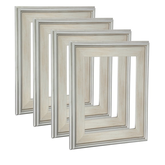 Cardinali Plein Aire Silver 12x16" Open Back Frames for Canvas Art - Box of 4, 3" Wide Moulding w/ Raised Edge -1/2" Rabbet Depth- Timeless Picture Frame for Canvas - Made in USA, No Glass or Backing