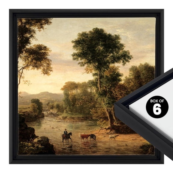 Cardinali Renewal Core Floater Frame, 6-Pack, Black, 12x12", For 3/4" Deep Canvas, Open Back Floating Canvas Frames, No Glass or Backing Floating Illusion Frame, Hardware Included
