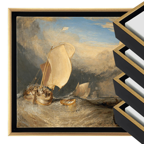 Cardinali Renewal Core Floater Frame, Black/Antique Gold, 24X24", For 1-1/2" Deep Canvas, 4 Pack - Open Back Floating Canvas Frames, No Glass or Backing, Hardware Included