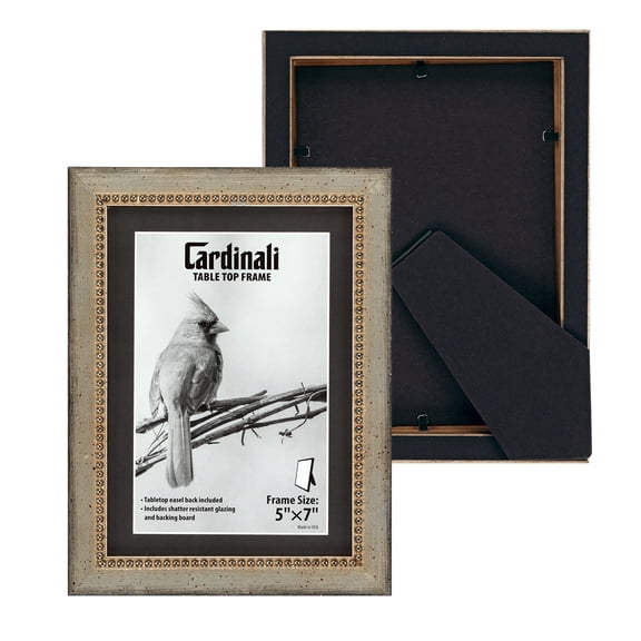 Cardinali Winston Tabletop Frame, 3 Pack, 5x7" Silver Beaded Picture Frame for Desk & Mantel Decor, Hand Finished Beaded Border, Easel Back, Shatter-Resistant Acrylic Glazing, Made in the USA