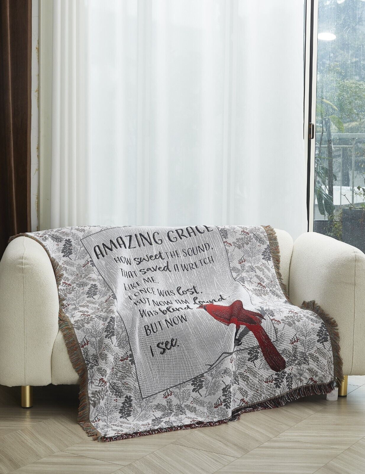 Inspirational Amazing Grace Cardinals Tapestry Throw Blanket 50" x 60"
