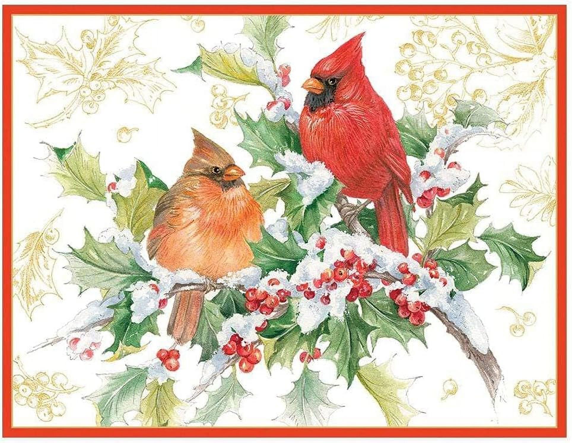 Cardinals And Holly Large Boxed Christmas Cards 32 Cards & Envelopes