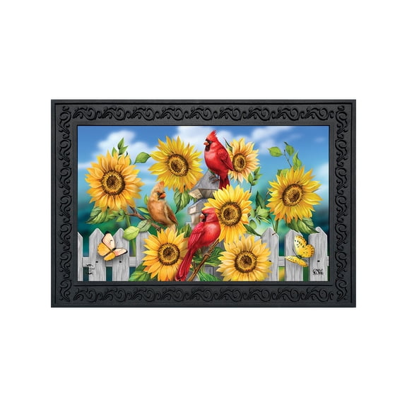 Briarwood Lane Summer Doormat 30x18 Indoor Outdoor Cardinals and Sunflowers For Summer Doormat