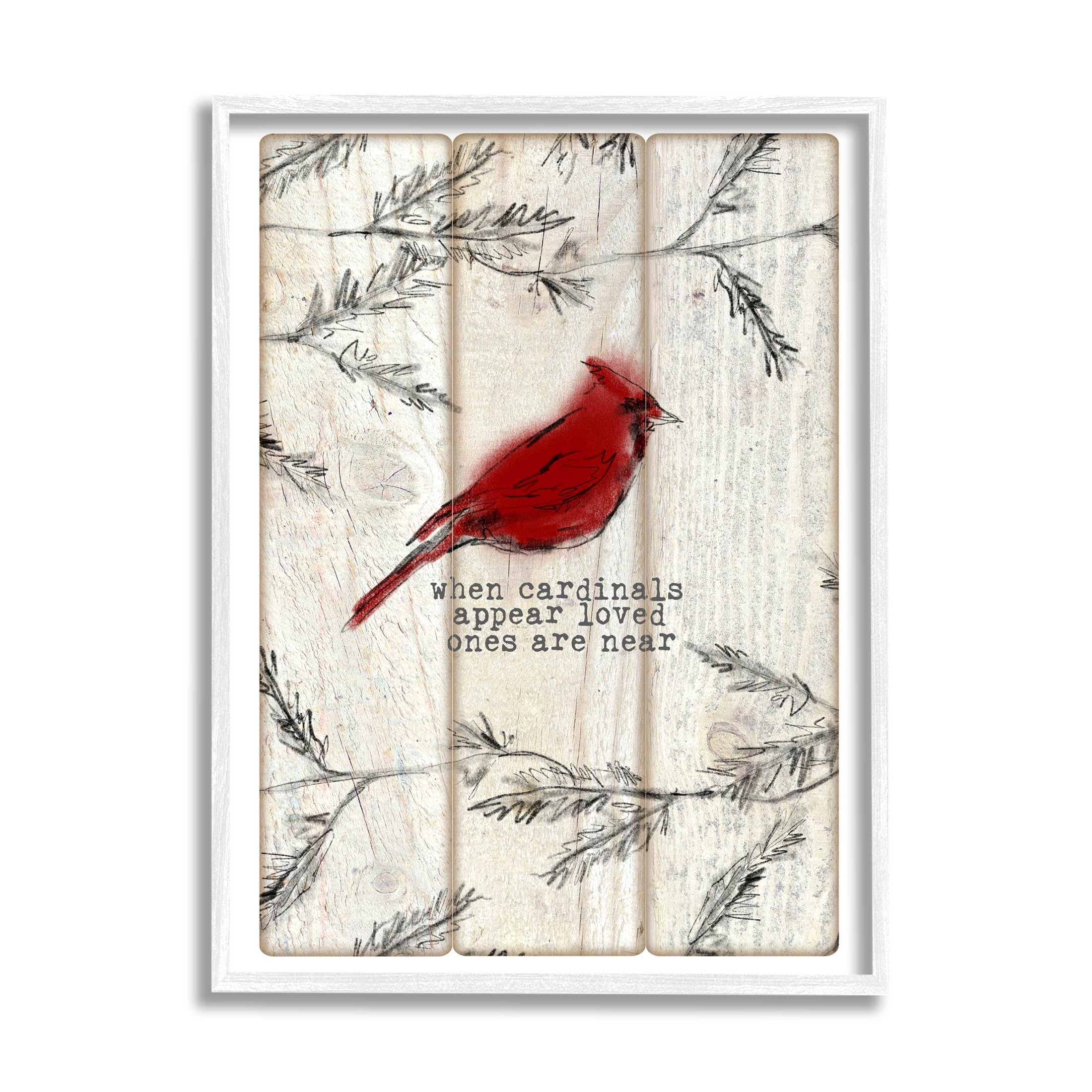 Cardinals Appear Loved Ones Near Phrase Animals & Insects Graphic Art White Framed Art Print Wall Art