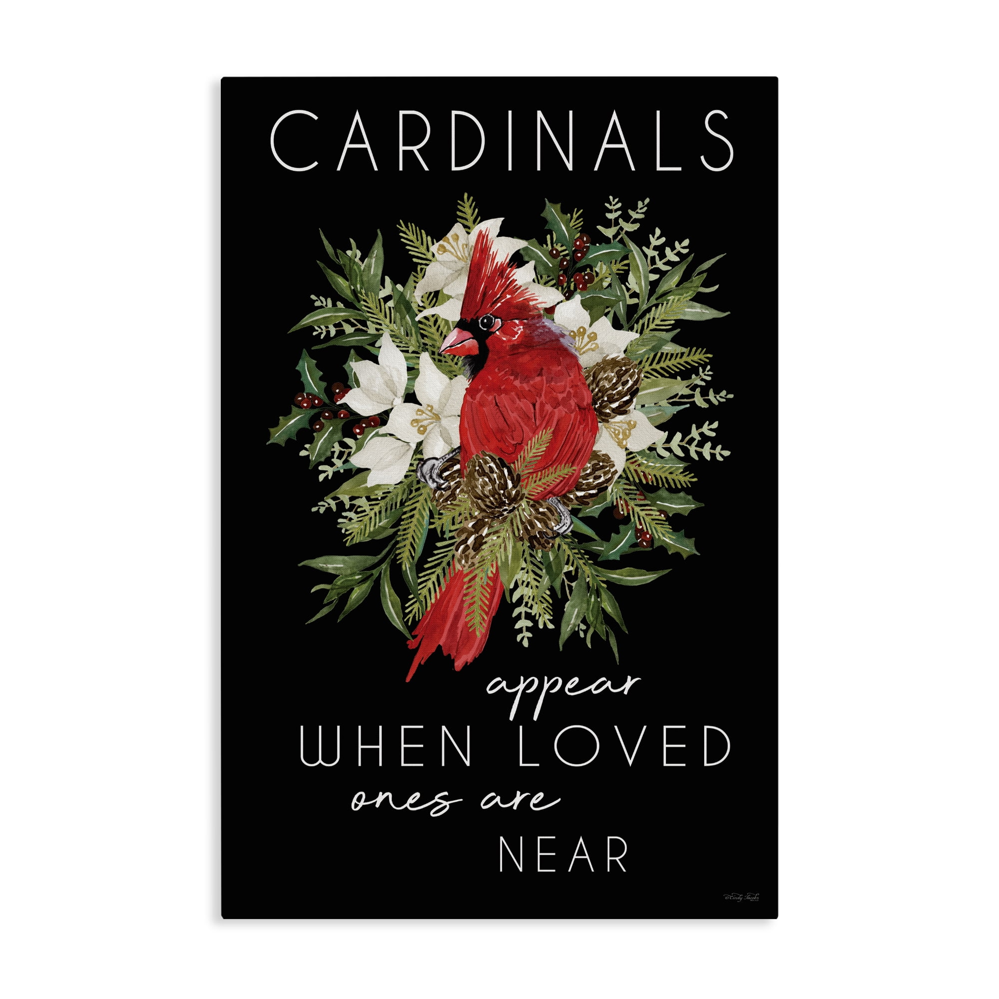 Cardinals Appear Seasonal Sentiment Canvas Wall Art, design by Cindy Jacobs