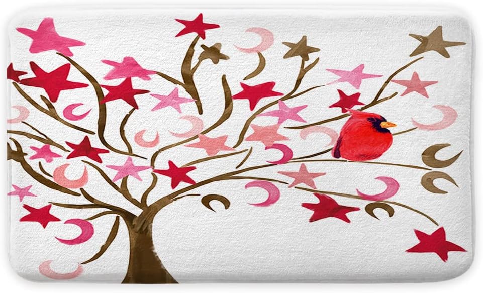 Cardinals Bath Mat Valentine's Day Winter Showy Bird Themd Bathroom