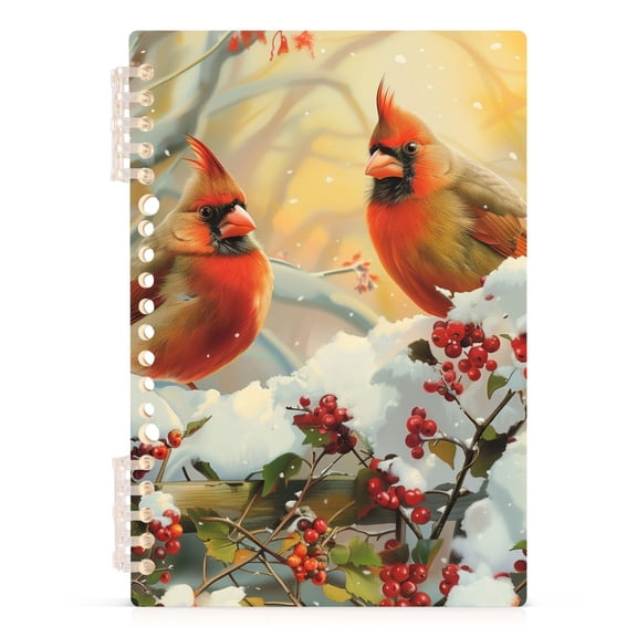 Cardinals Bird on Garden Fence Notebooks 1-subject Journal 60 Sheets A5 College Ruled Paper Detachable Ring 8.3"x5.7"