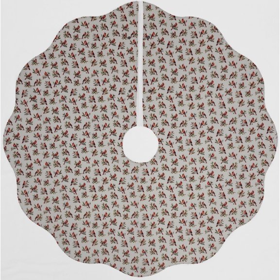 Cardinals Birds & Berries Christmas Tree Skirt By Penny's Needful Things (Cream) (Scalloped)