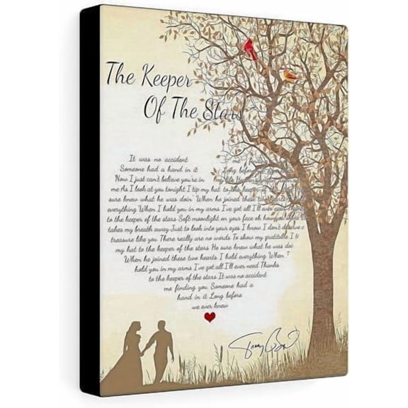 Cardinals Couple The Keeper Of The Stars Lyric Song Wall Art Decor Home Signs Canvas Print- Painting Framed Canvas Gallery Wraps Depth 1.25 inches - Printed in the US$$Home Decor, Kitchen, & Other