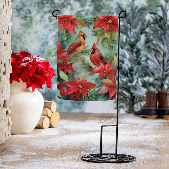 Cardinals In Winter Suede Garden Flag