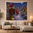 thumbnail image 1 of Cardinals on a Lantern in a Snowy Village, Cozy Vintage Style for Festive Decor Lovers, Festive Wall Art, Christmas Gift, Tapestry Wall Hanging for Living Room and Entryway, 1 of 7