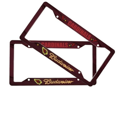 Cardinals License Plate Frames Cover Aluminum Four-Hole License Plate Frame (One Pair) Aluminum Anti-Rust Metal Car Plates Tag Car Decoration 12.3" x 6.3" Suitable For Cars/Trucks/SUV
