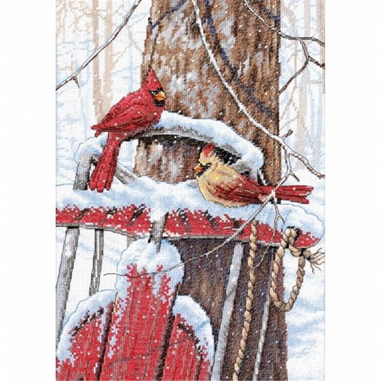 Cardinals Plastic Canvas Counted Cross Stitch Ornament Kit – Mary